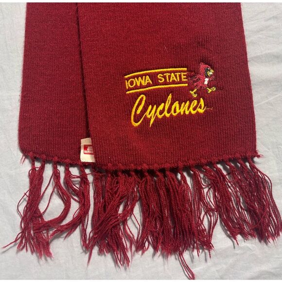 Vintage Iowa State Cyclones Scarf Scarve By Paramount Knitwear Red - Picture 2 of 8